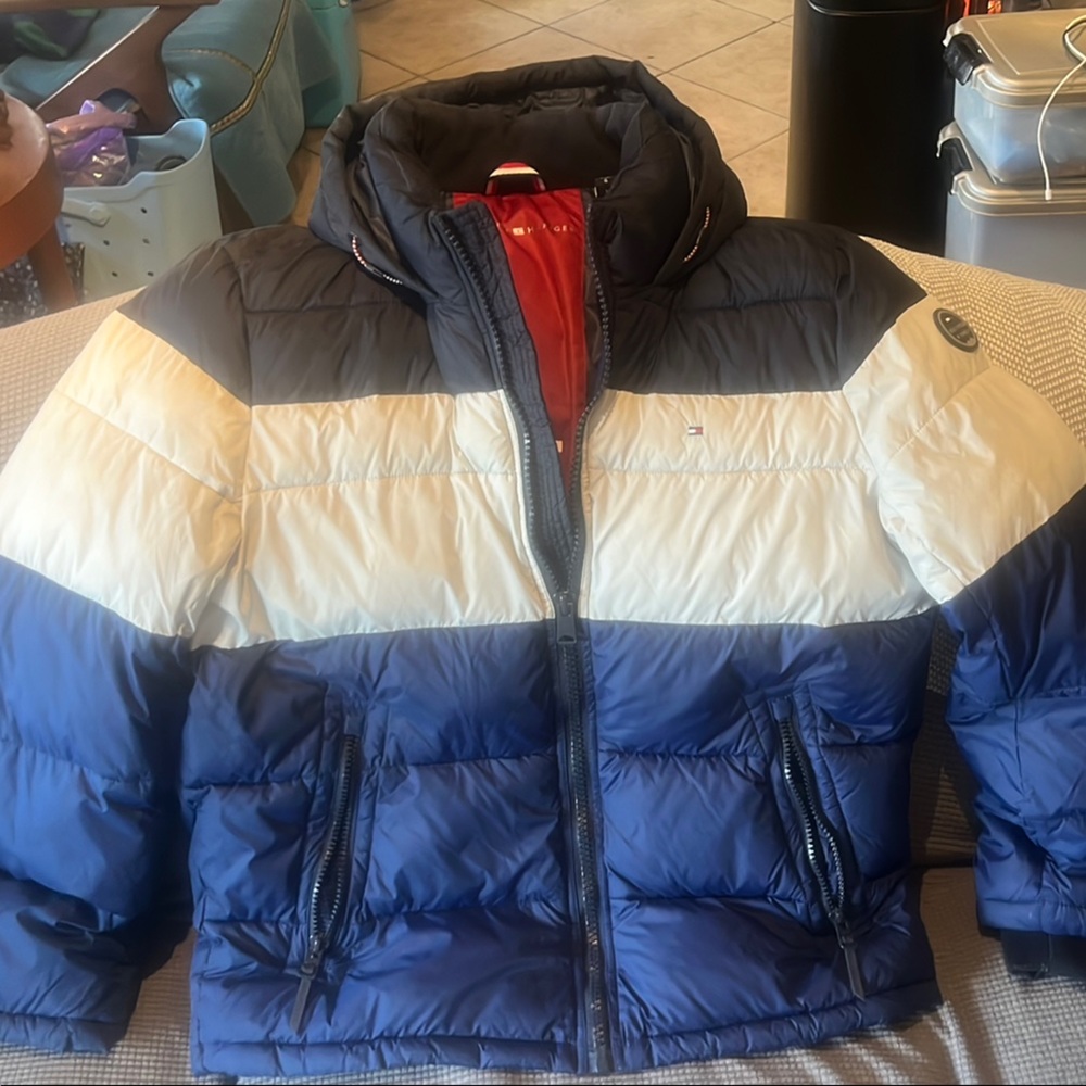 Tommy Hilfiger Navy and Cream Puffer Jackets